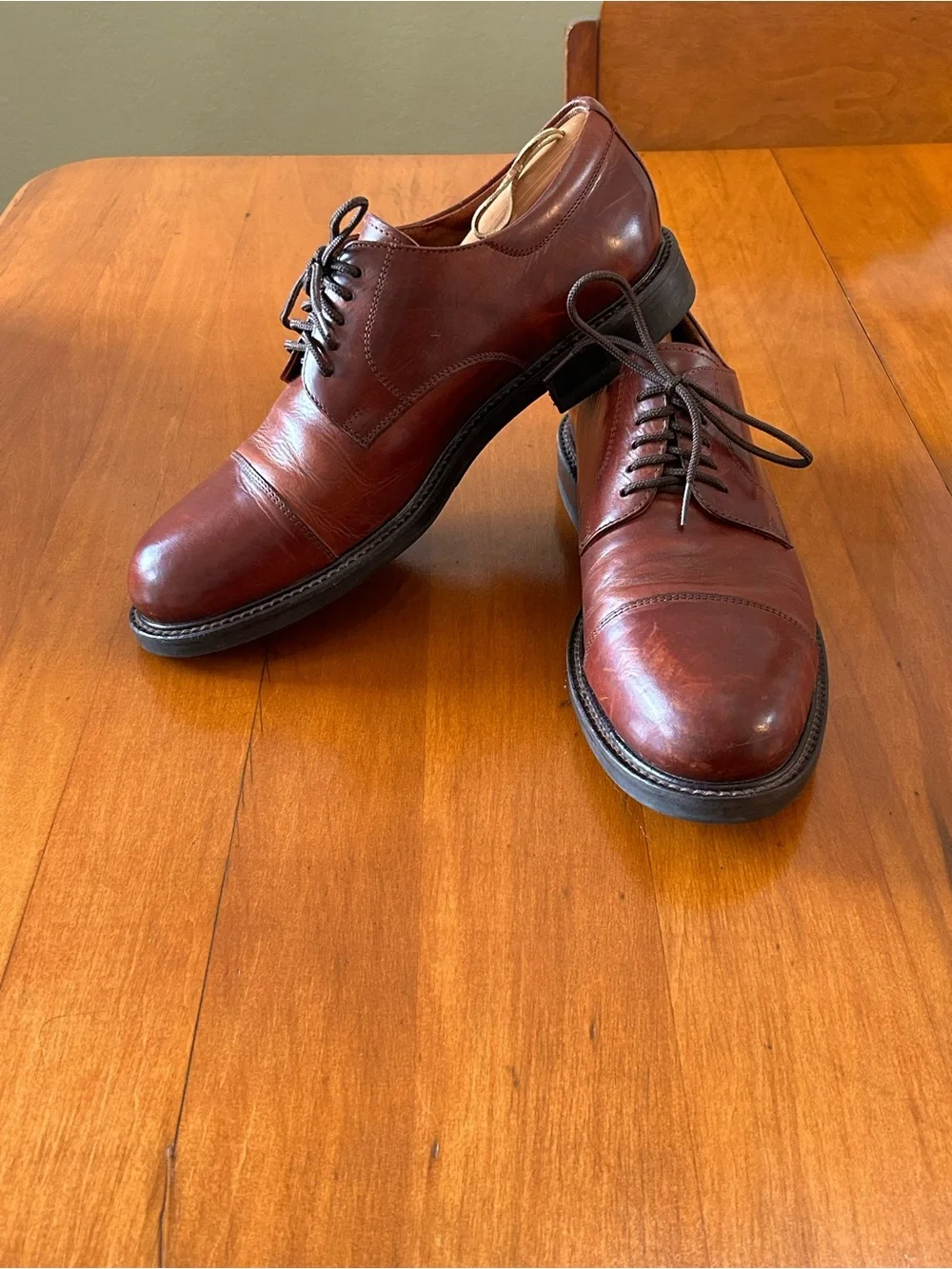 Vintage Johnston & Murphy Handcrafted in Italy Cap Toe Oxfords Brown Size 11.5